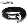 New Fashion Black Color Anchor Bracelets Men