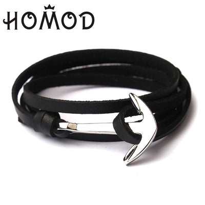 New Fashion Black Color Anchor Bracelets Men