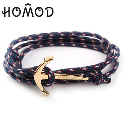 New Fashion Black Color Anchor Bracelets Men