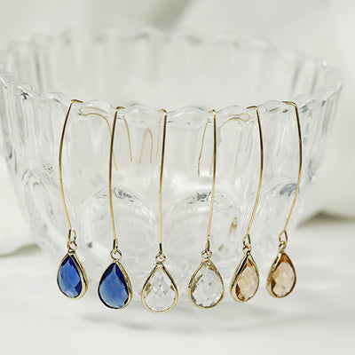 8 Seasons New Simple Yellow/White/Blue Crystal Water Drop Earrings for Women