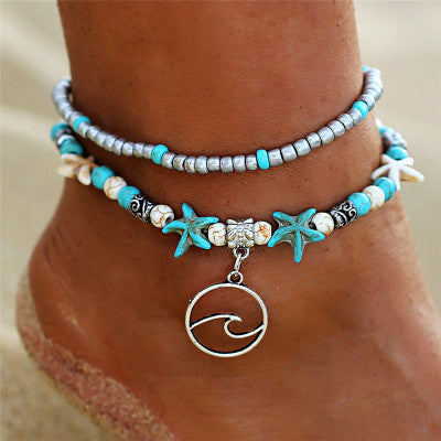 Bohemia Sea Turtle Starfish Charms Beach Anklet Shell For Women