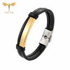 Bracelet Black Leather Bracelets For Men Stainless Steel