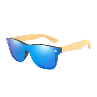 LongKeeper Wood bamboo oversized Sunglasses Luxury Brand Designer rimless mirrored Square Sunglasses for Women/Men