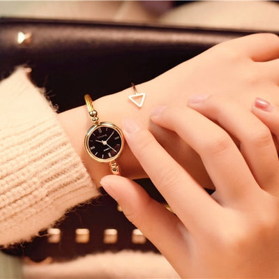 Small Gold Bangle Bracelet Luxury Watches Stainless Steel Retro Ladies Quartz