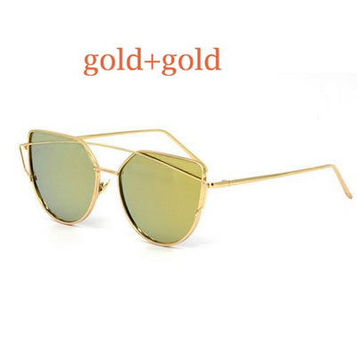 Rose Gold Mirror Sunglasses For Women Metal Reflective flat lens Sun Glasses Female oculos