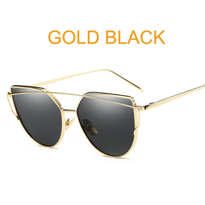 Rose Gold Mirror Sunglasses For Women Metal Reflective flat lens Sun Glasses Female oculos