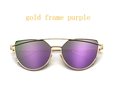 Rose Gold Mirror Sunglasses For Women Metal Reflective flat lens Sun Glasses Female oculos