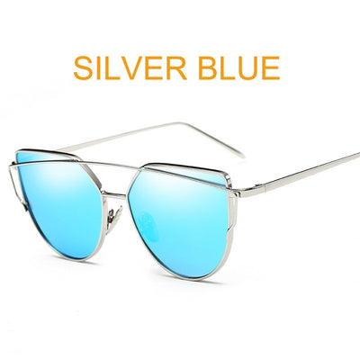 Rose Gold Mirror Sunglasses For Women Metal Reflective flat lens Sun Glasses Female oculos