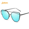 Rose Gold Mirror Sunglasses For Women Metal Reflective flat lens Sun Glasses Female oculos