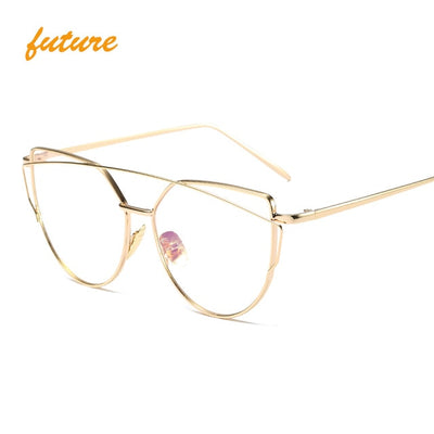 Rose Gold Mirror Sunglasses For Women Metal Reflective flat lens Sun Glasses Female oculos