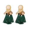 Fashion Ethnic Bohemian Tassel Crystal Long Earrings Black Beige Red