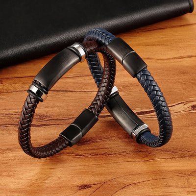 Stainless Steel Accessories Genuine Leather Bracelet For Men