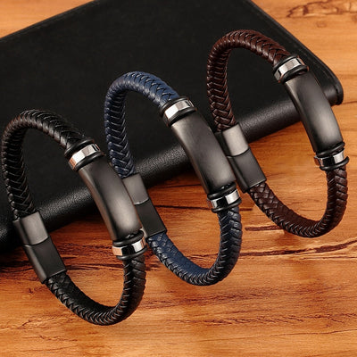 Stainless Steel Accessories Genuine Leather Bracelet For Men