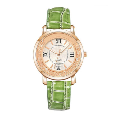 New ladies watch Rhinestone Leather Bracelet Wristwatch Women